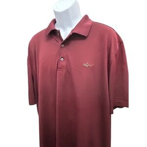 Greg Norman Golf Polo Play Dry Heavyweight Pique Shark Logo Maroon Men's 2XL